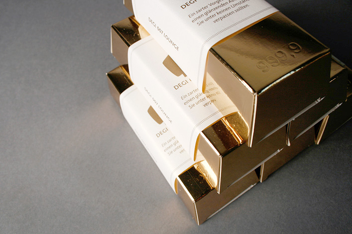 Deut­sche Gesell­schaft für Immobilienfonds DEGI-Lounge Mailing Stufe 2 Goldbarren // Foto: ©Agentur Kappa GmbH